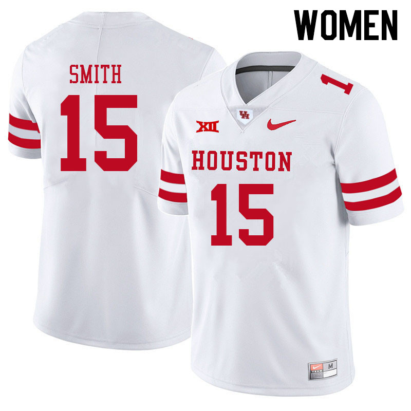 Women #15 Donovan Smith Houston Cougars College Big 12 Conference Football Jerseys Sale-White